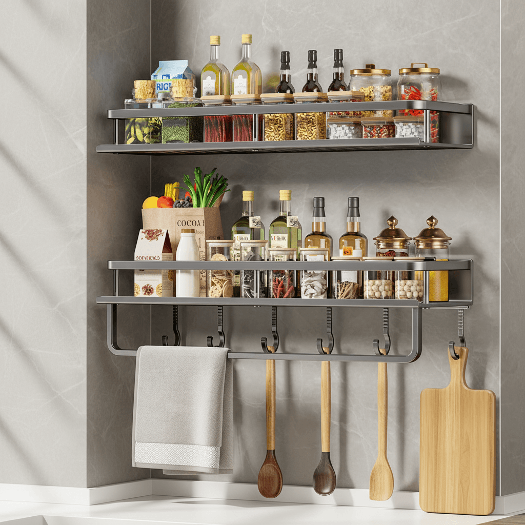 Suporte de Parede para Especiarias e Utensílios de Cozinha