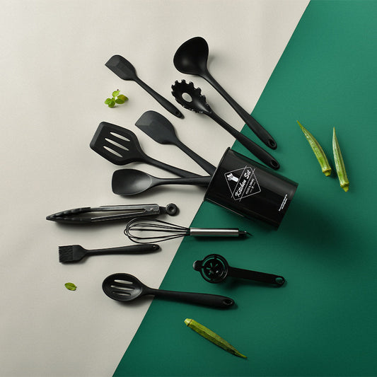 Conjunto de 10 peças de silicone antiaderente com balde